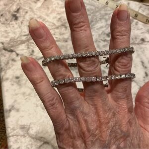 Classic Silver-Tone Crystal Tennis Bracelets (2)